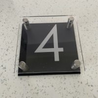 House Signage Clear/Black Square - Number Only