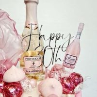 London Happy Birthday Cake Topper with Number & Bottle -Acrylic